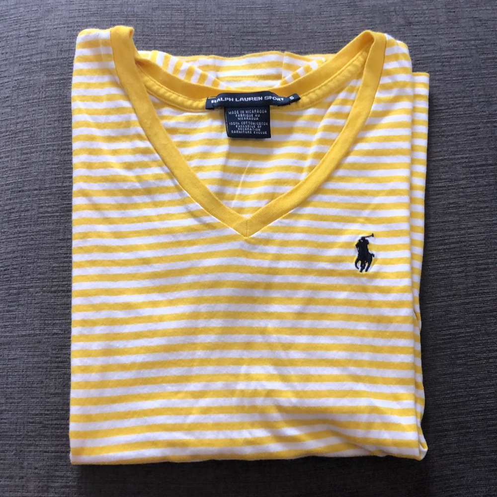 Yellow and White striped Ralph Lauren T-shirt- S